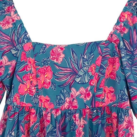 Lilly Pulitzer Orchid Oasis Delaney Dress Pleated Puff Sleeve Sundress - Picture 9 of 16